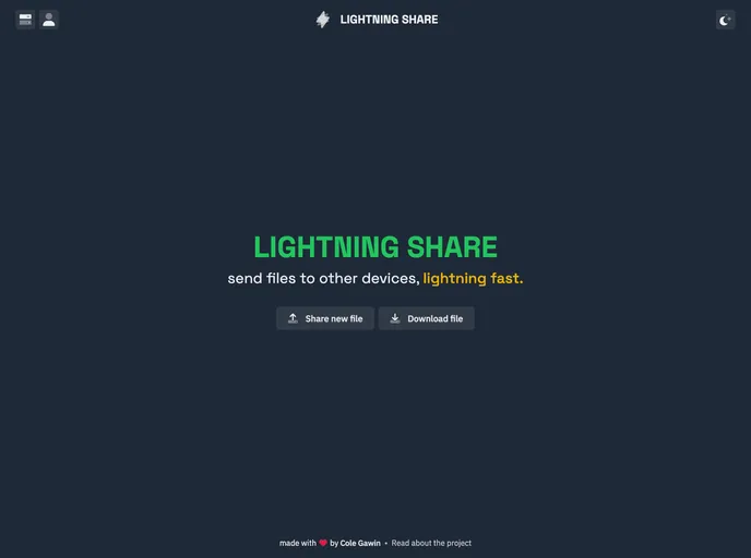 screenshot of Lightning Share