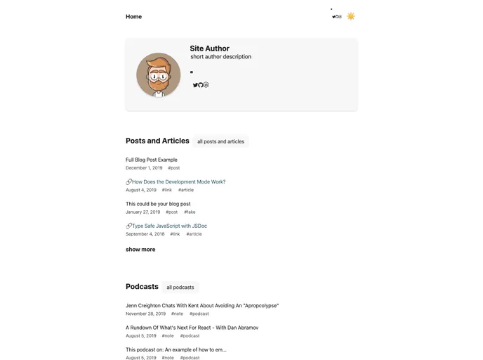 screenshot of Gatsby Starter Chronoblog Profile