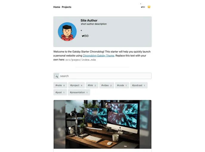 screenshot of Gatsby Starter Chronoblog