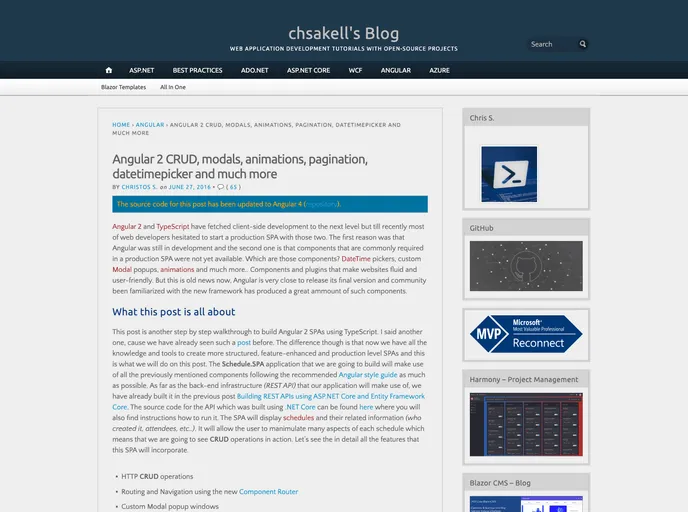 screenshot of Angular2 Features