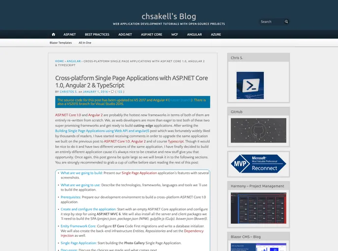 screenshot of Aspnet5 Angular2 Typescript