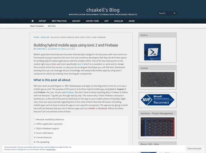 screenshot of Ionic2 Angular2 Firebase