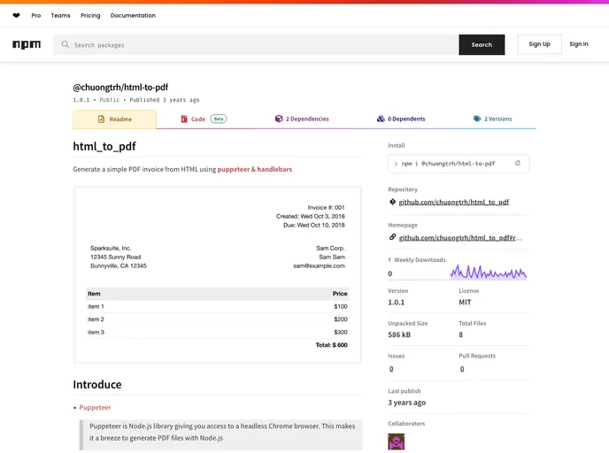 screenshot of Html_to_pdf