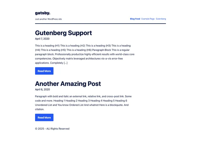 screenshot of Wp Gatsby Starter