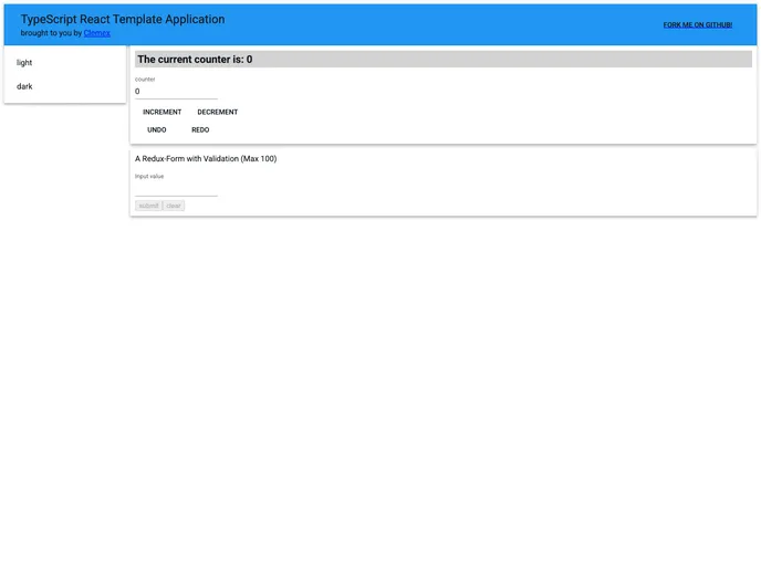 screenshot of Typescript React Template