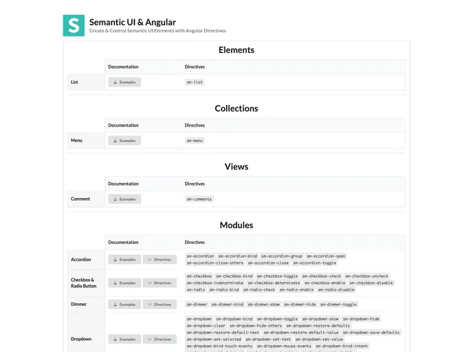 screenshot of SemanticUI Angular