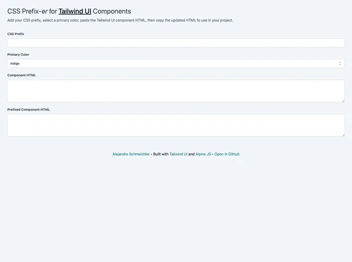 screenshot of Css Prefixer Tailwindui