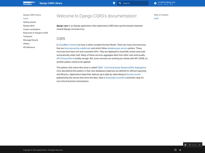 screenshot of Django Cqrs