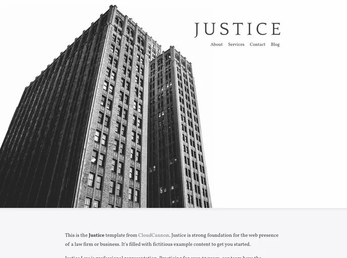 screenshot of Justice Eleventy Template