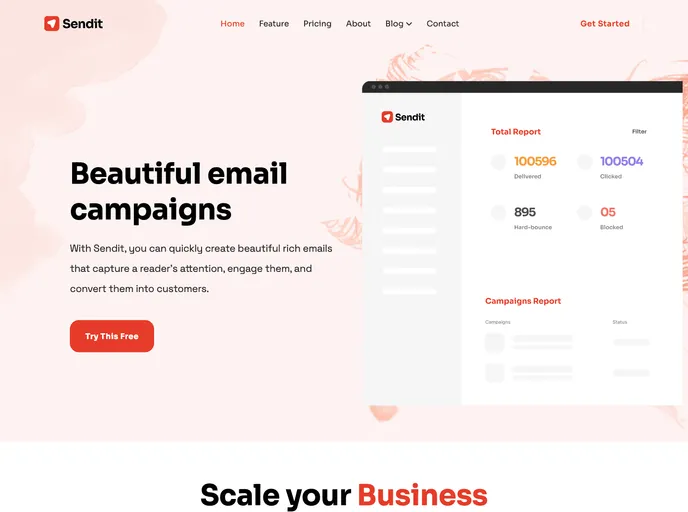 screenshot of Sendit Eleventy Template