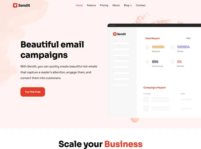 screenshot of Sendit Hugo Template