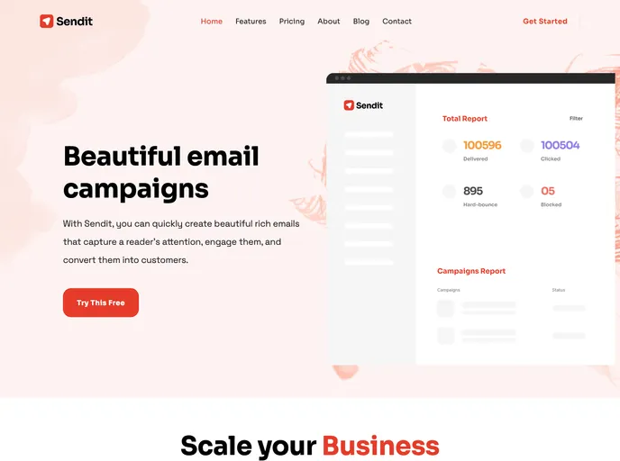 screenshot of Sendit Nextjs Template