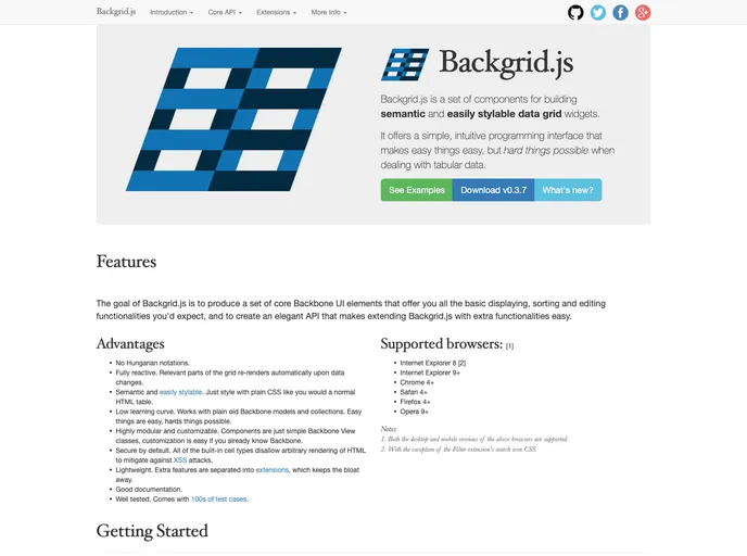 screenshot of Backgrid