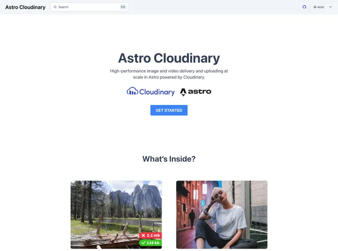screenshot of Astro Cloudinary