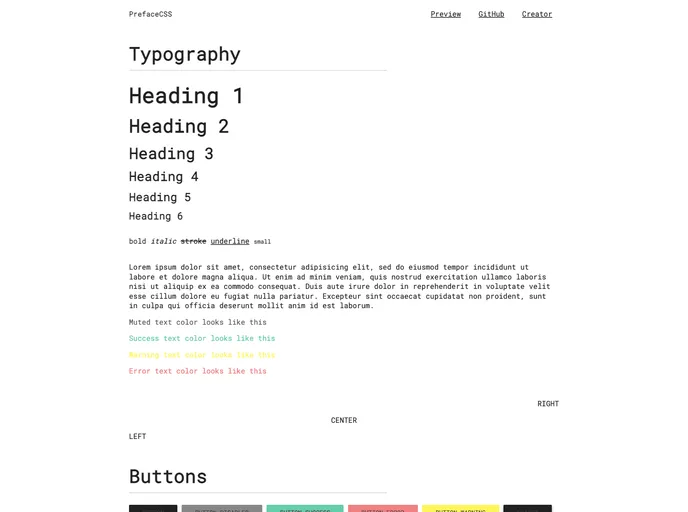 screenshot of PrefaceCSS
