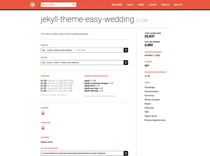 screenshot of Jekyll Theme Easy Wedding