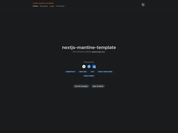 screenshot of Nextjs Mantine Template