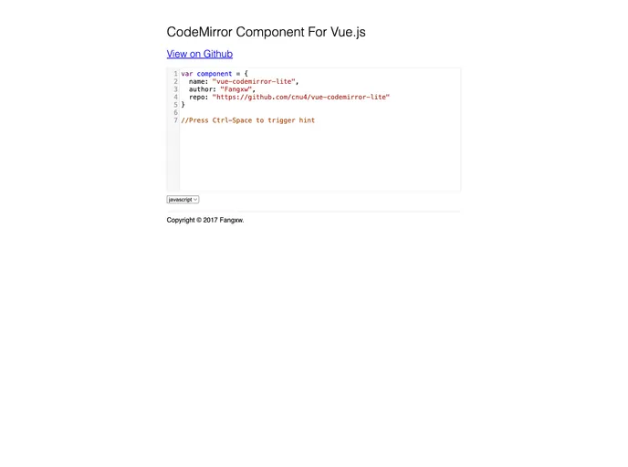 screenshot of Vue Codemirror Lite