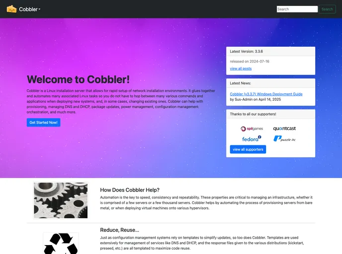 screenshot of Cobbler.github.io