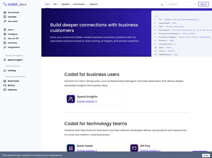 screenshot of Codat Docs