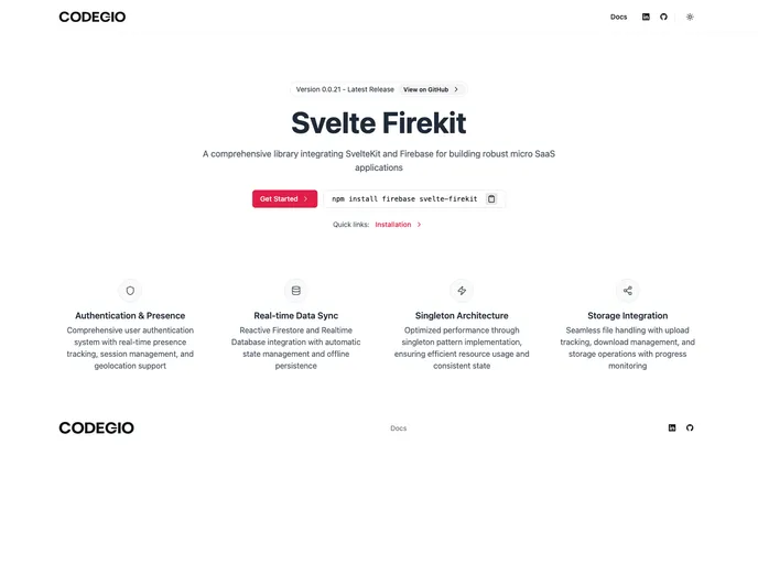 screenshot of Svelte Firekit