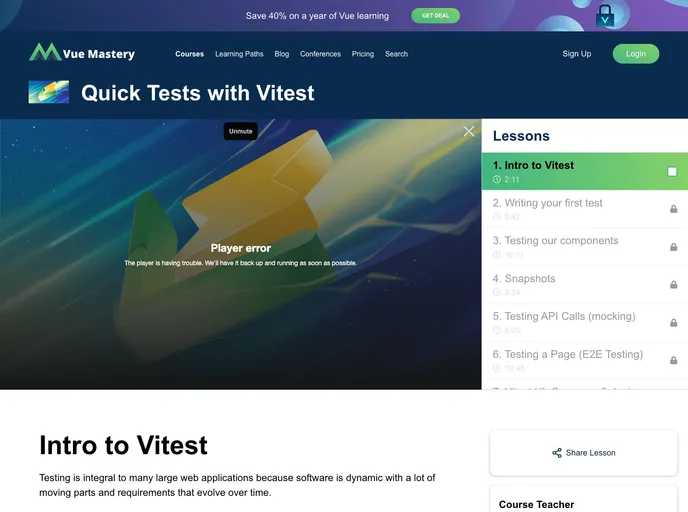 screenshot of Quicktests With Vitest