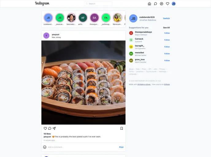 screenshot of Instagram Chakra