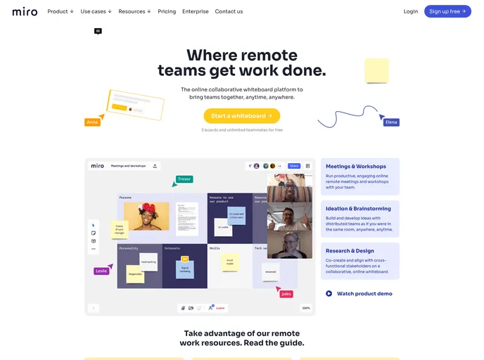 screenshot of Miro Landing Chakra