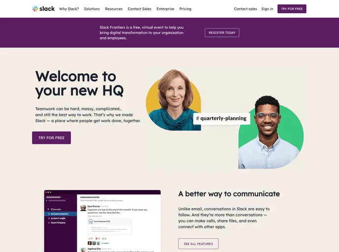 screenshot of Slack Landing Chakra