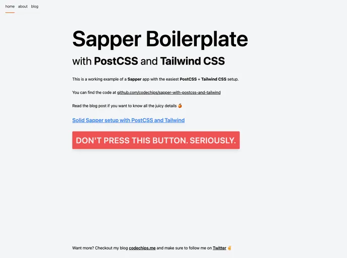 screenshot of Sapper With Postcss And Tailwind