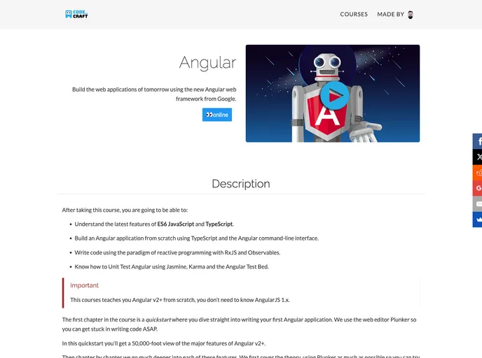 screenshot of Angular Course