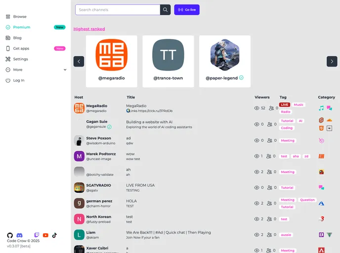 screenshot of Mage Website