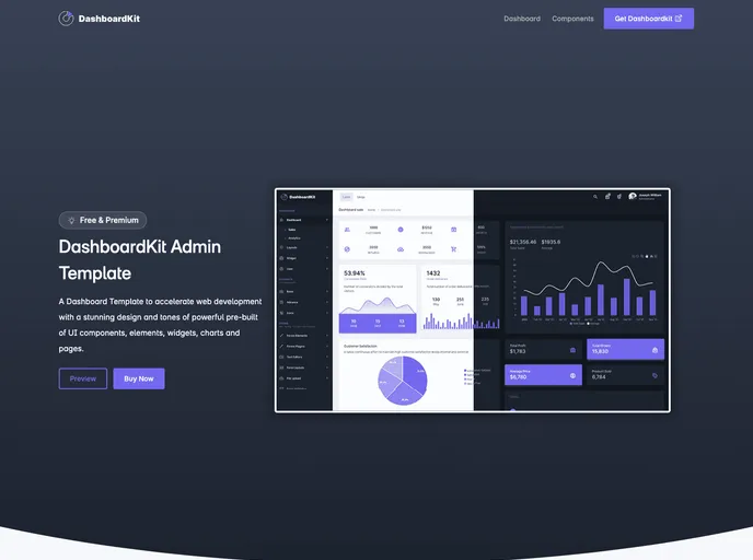 screenshot of Dashboardkit Free Admin Template