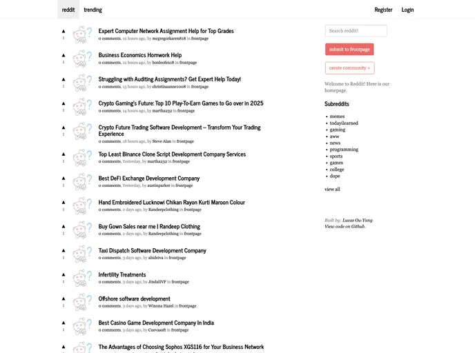 screenshot of Flask_reddit