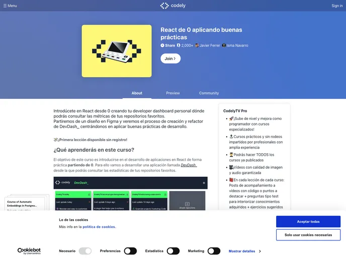 screenshot of React From_zero_to_best_practices Course