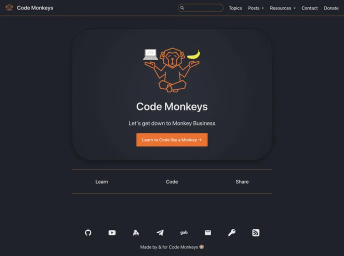screenshot of Code Monkeys Blog