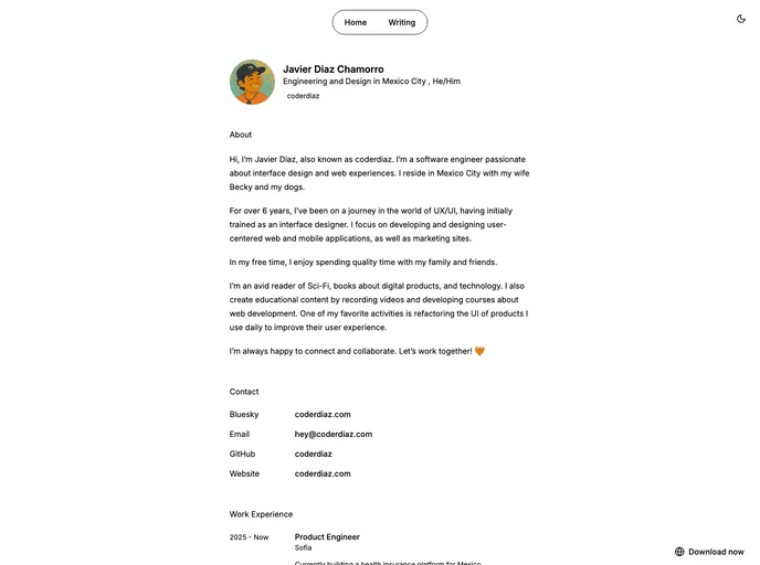 screenshot of Cvfolio