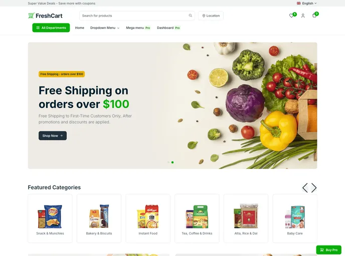Freshcart Tailwind Ecommerce HTML Template screenshot