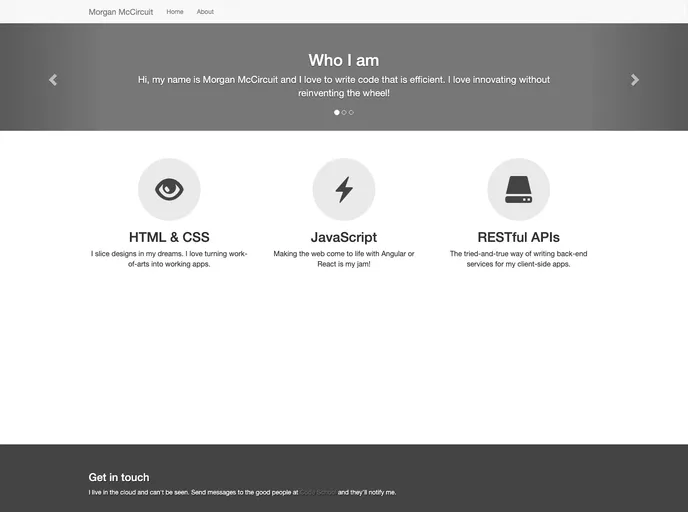 screenshot of BootstrapPortfolioProject