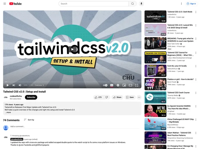 screenshot of Tailwindcss V2 Setup Install