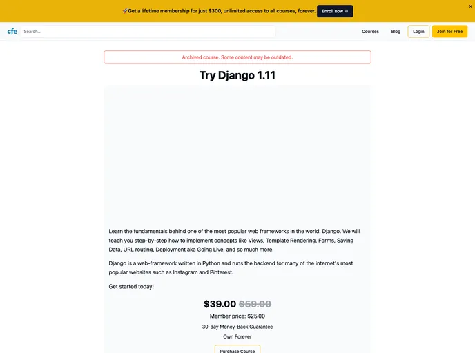 screenshot of Try Django 1.11
