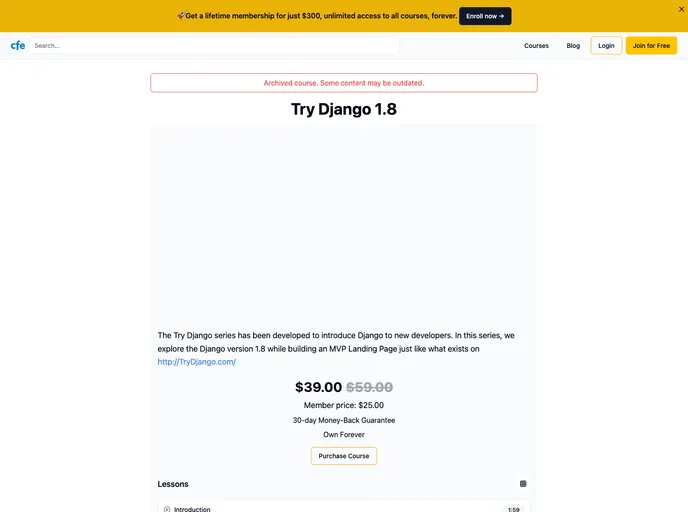 screenshot of Try Django 1.8