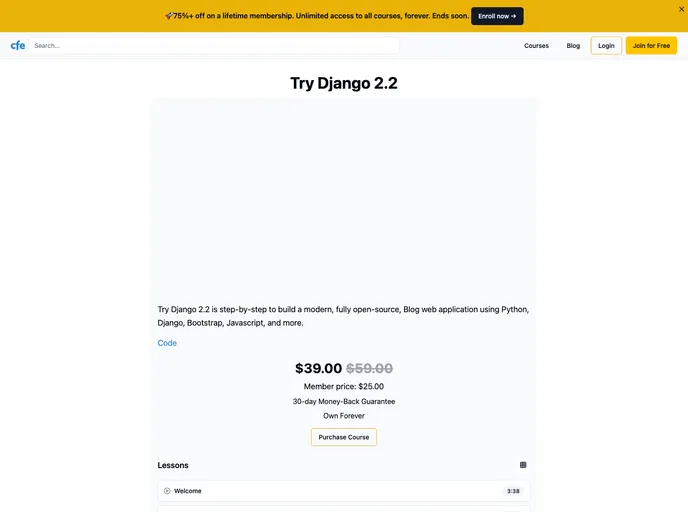 screenshot of Try Django 2.2