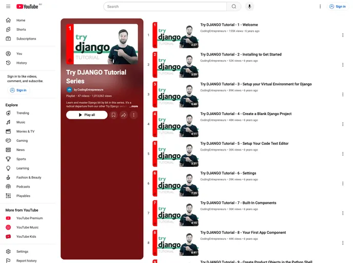 screenshot of Try Django