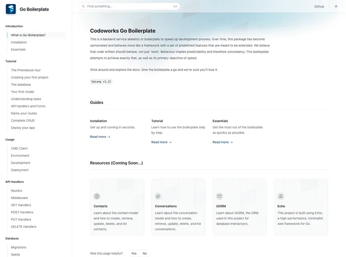 screenshot of Go Boilerplate