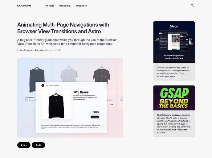 Astro Shop View Transitions