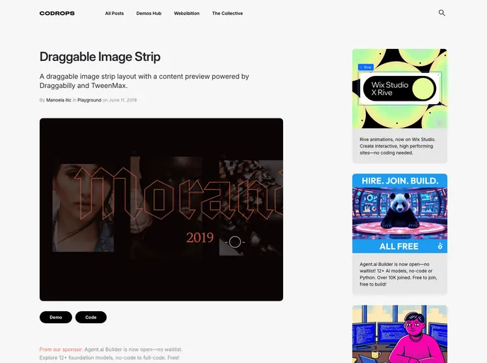 screenshot of DraggableImageStrip