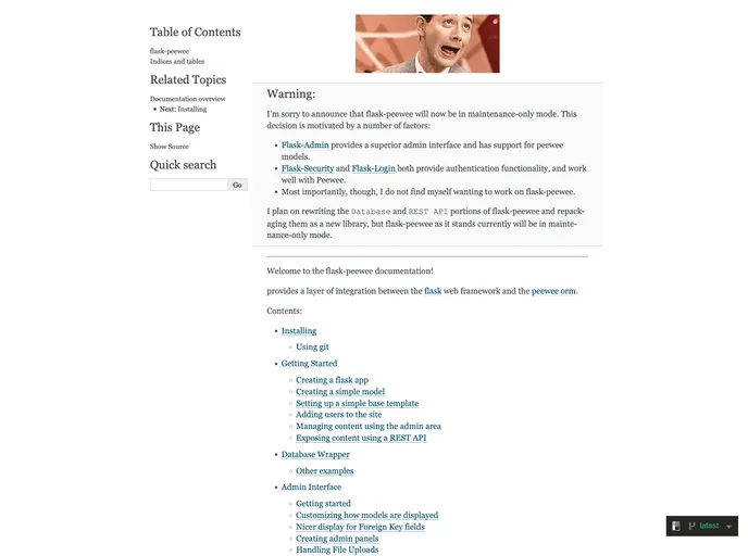 screenshot of Flask Peewee