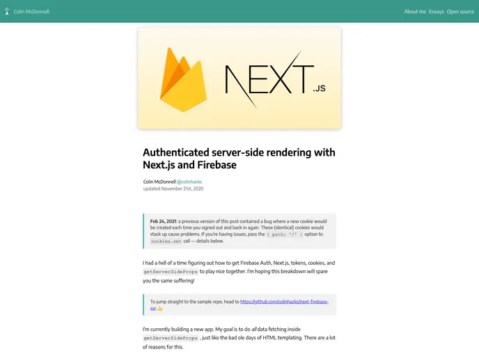 screenshot of Next Firebase Ssr