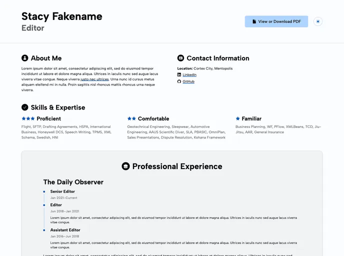 Nextjs Resume screenshot